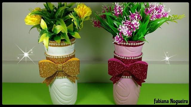 IDEIA com Garrafa Pet Dia das mães – Vasinhos decorados