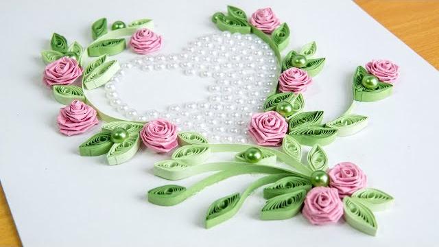 Paper Quilling Heart: Make a Roses with Beads by HandiWorks