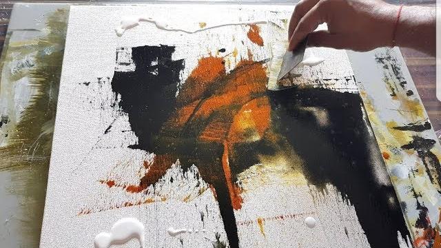 Demonstração de pintura abstrata fácil em acrílicos