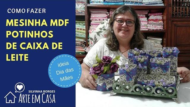 Bandeja MDF com potinhos reciclados para o Dia das Mães