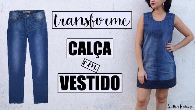 TRANSFORME CALÇA EM VESTIDO – VESTIDO FEITO DE CALÇA JEANS