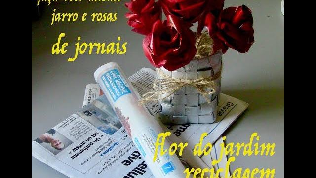Como Faça Rosas e Jarro de Jornal