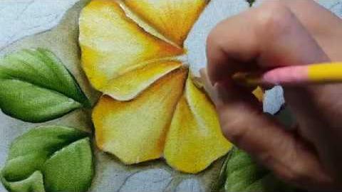 Hibiscos amarelos – Parte 2 – Pintura em tecido