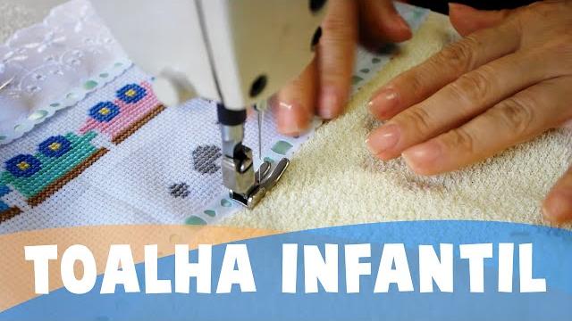 Como costurar toalha infantil | Bordado inglês, passa fitas e ponto cruz