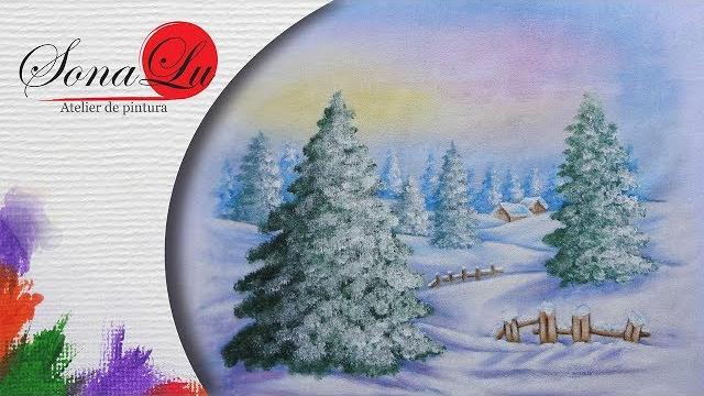 Pintura Natalina – Pinheiros em Tecido