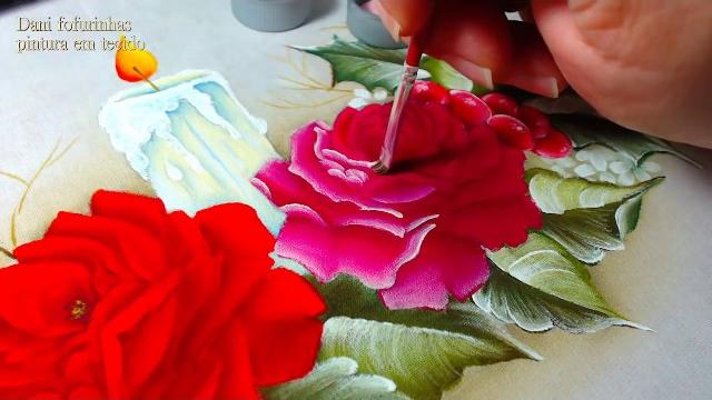 Aprenda Agora Pintura em Tecido – Rosa de Natal