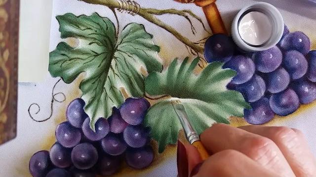 Folhas de uva – Pintura em tecido Ana Ferrante