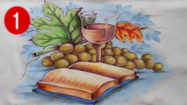 Pintura em Tecido – Bíblia Uvas e Cálice Parte 1 – 2