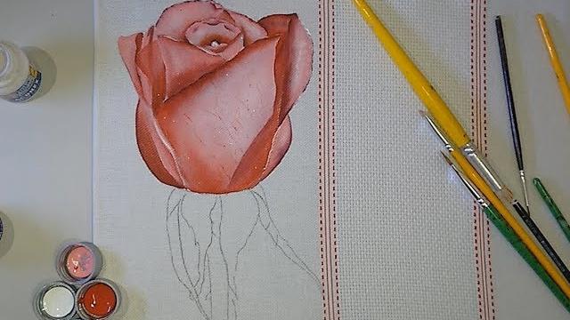 Roberto Ferreira – Pintura em tecido Botão de Rosa REALISTA ( Parte 1 )