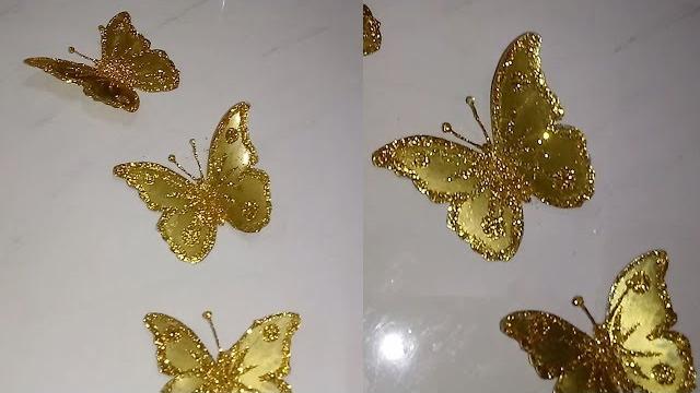 Mariposas doradas – golden butterflies – Borboletas Douradas com Pet Reciclada