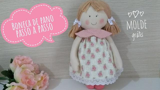 Boneca de pano fácil – Passo a passo com molde – cloth doll with mold