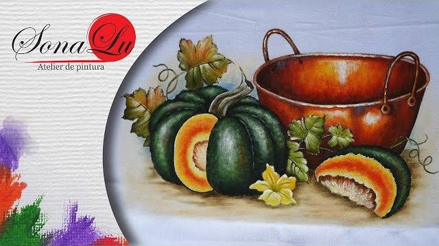 Pintura Abóbora e Tacho de Cobre em Tecido – Parte 2