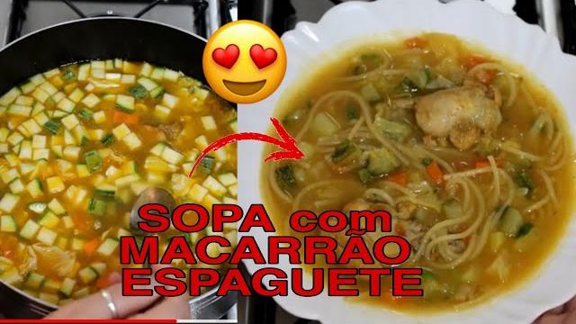 Receita de Sopa com Macarrão Espaguete
