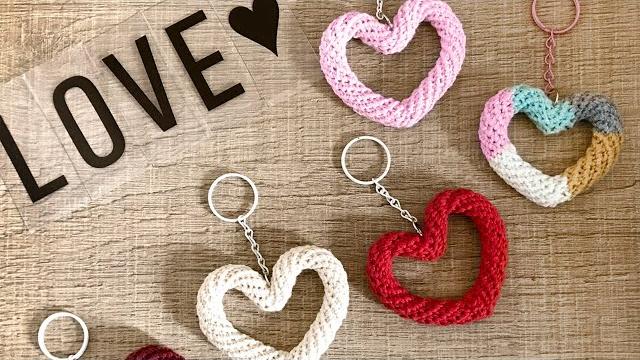 Chaveiro Coração de Crochê Dia dos Namorados