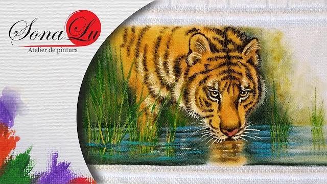 Pintura Tigre em Tecido