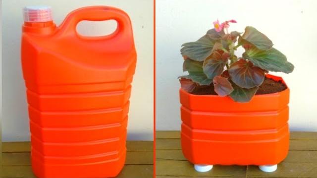 Transforme galão de 5 litros em vaso para flores