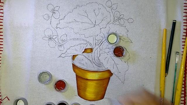 Aprenda a pintar Vaso com Begônia