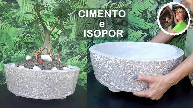 Técnica Incrível para fazer Vasos de Cimento e Isopor