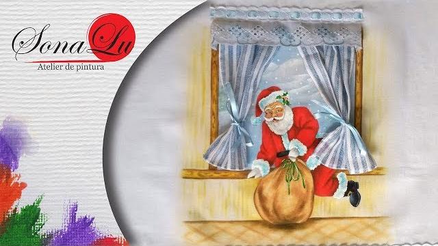 Pintura Papai Noel na Janela