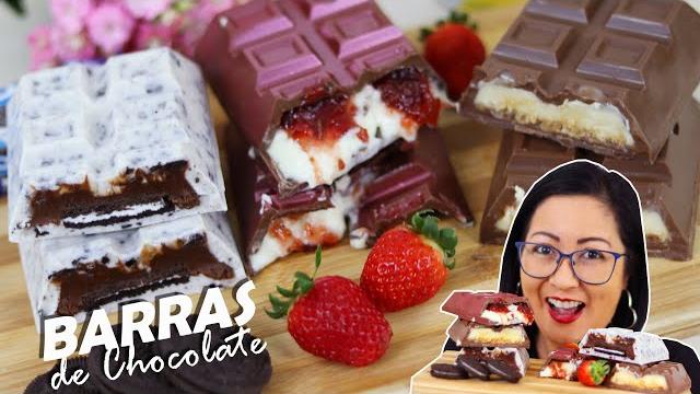 TRÊS SABORES DE BARRAS DE CHOCOLATE SUPER RECHEADAS