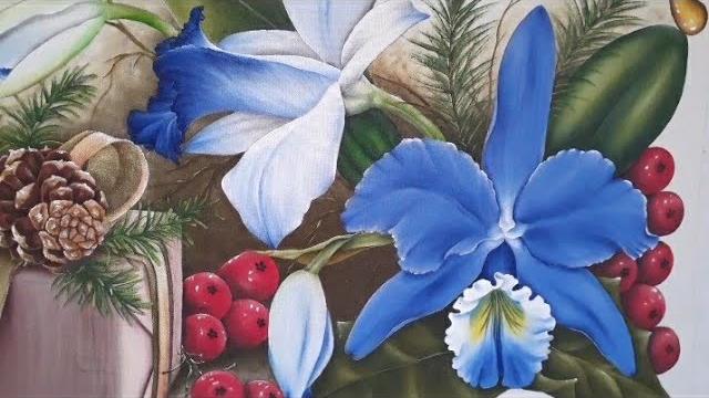 Pintura De Orquídea Azul