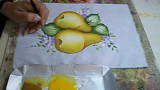 PINTURA EM TECIDO – Pêras – How to painting a pear