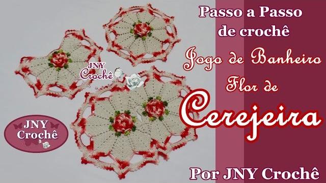 Capa do vaso de crochê Jogo de Banheiro Flor de Cerejeira por JNY Crochê