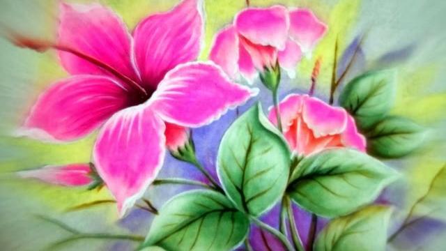 Como Pintar Hibiscos Cor de Rosa – Pintura em Tecido
