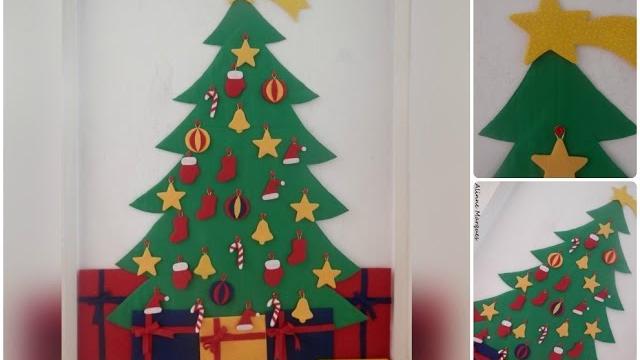 Árvore natalina de parede em feltro – Alinne Marques