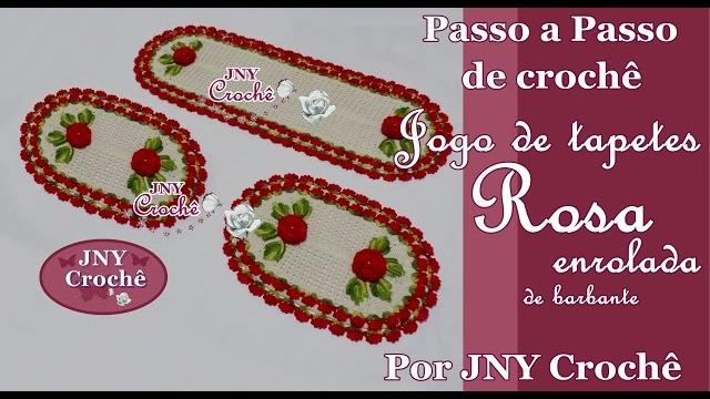 Jogo de Tapetes de crochê Rosa enrolada por JNY Crochê