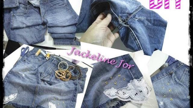 Transforme calça jeans usada em saias customizadas por Jackeline Jor