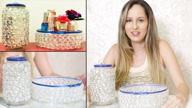 Artesanato com Potes Reciclados de Plástico e Vidro – Angelica Martins