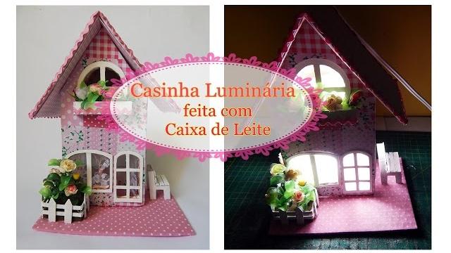 Casinha Luminária feita com caixa de Leite – by Débora de Souza