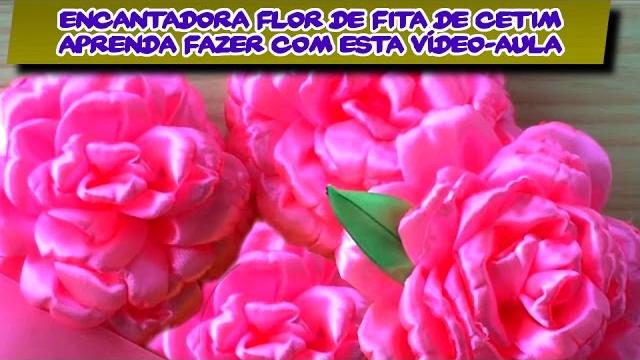 Veja Como Fazer Esta Adorável Flor De Fita De Cetim Rosa DIY PAP Vídeo Aula