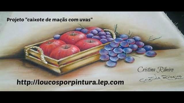 Projeto “Caixote com maçãs e uvas” – Pintura em tecido