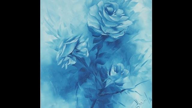 Pintando Rosas Azuis, apenas duas cores de tinta.
