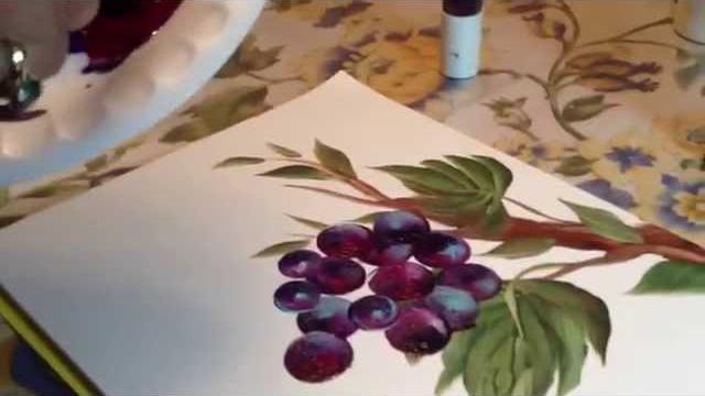 Pintando uma videira – Pé de uva com os cachos