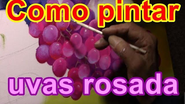 Vídeo aula ensinando passo a passo como pintar uvas rosada