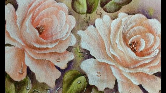 Como pintar rosas champagne – Pintura em tecido Cristina Ribeiro – Loucos por Pintura