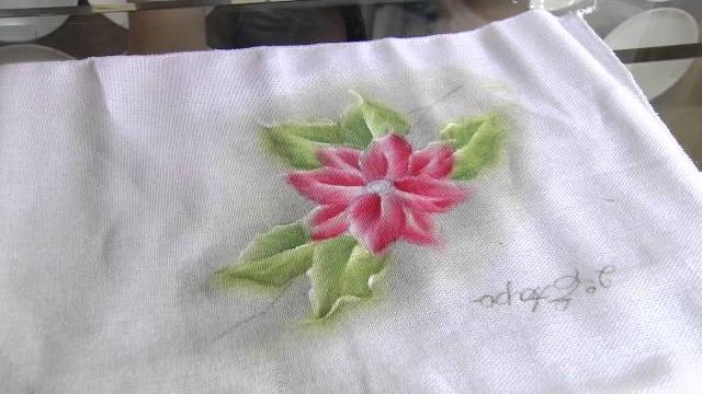 Como fazer lindas Flores de natal com pintura em tecido