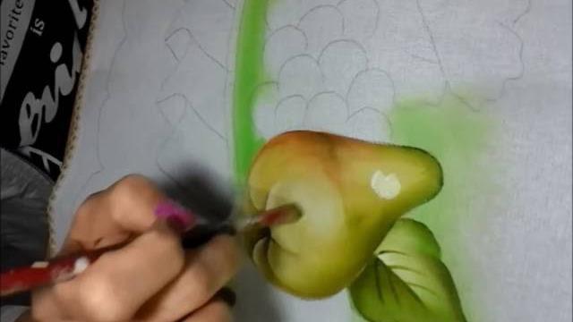 Como pintar folha e pera, com Rosa Foeger