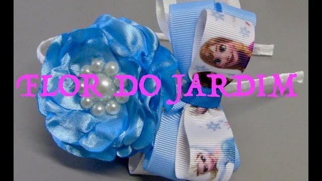 Laço da Ana- Frozen com Flor e fitas – Princess Bow Tie