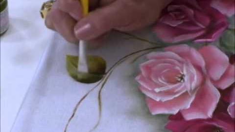 Pintura de rosas e folhas