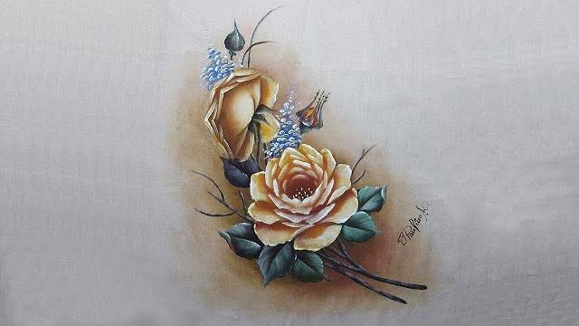 Rosas – Parte 1 – Pintura em tecido