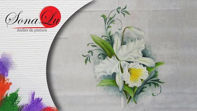 Orquídea Branca em Tecido – Sonalupinturas