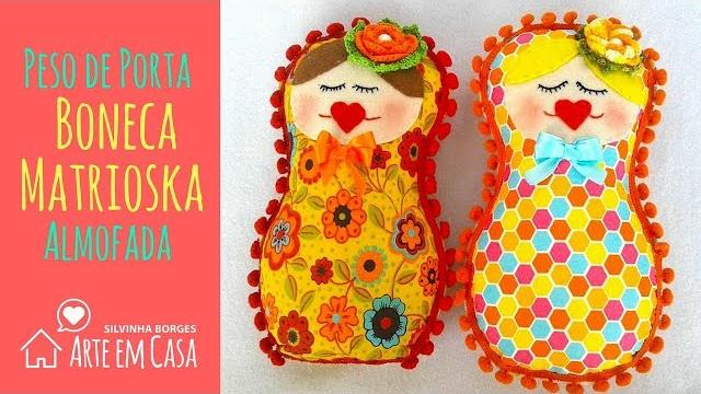 Peso de Porta e Almofada de boneca russa Matrioska 100% feita à mão