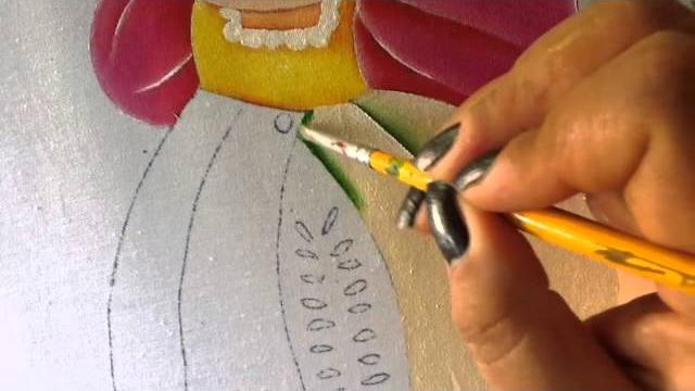 Pintura em tecido da bonequinha melão – parte 4
