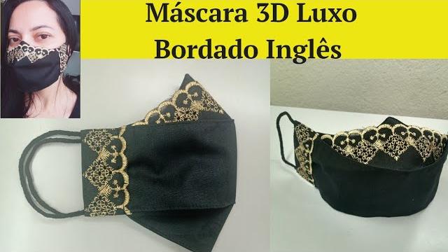 Máscara 3D Com Bordado Inglês