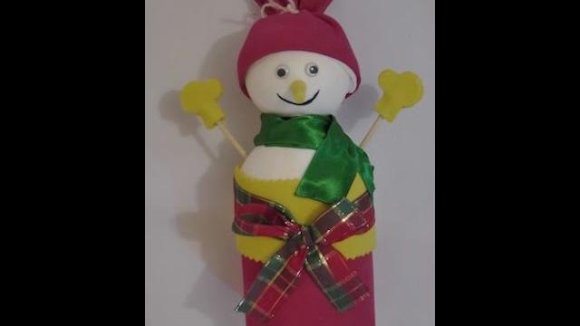 Latinha decorada com boneco de neve por Show de Artesanato