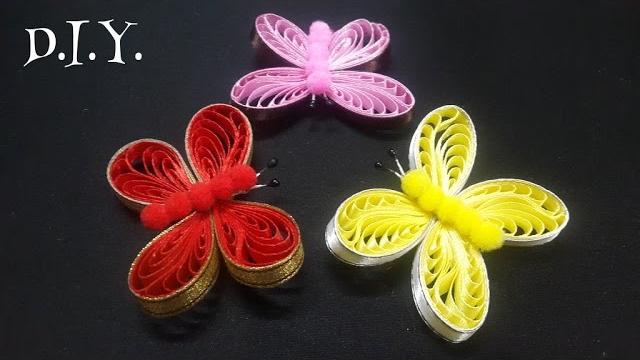 D.I.Y. Ribbon Quilled Butterfly – Borboleta de fita – Inglês